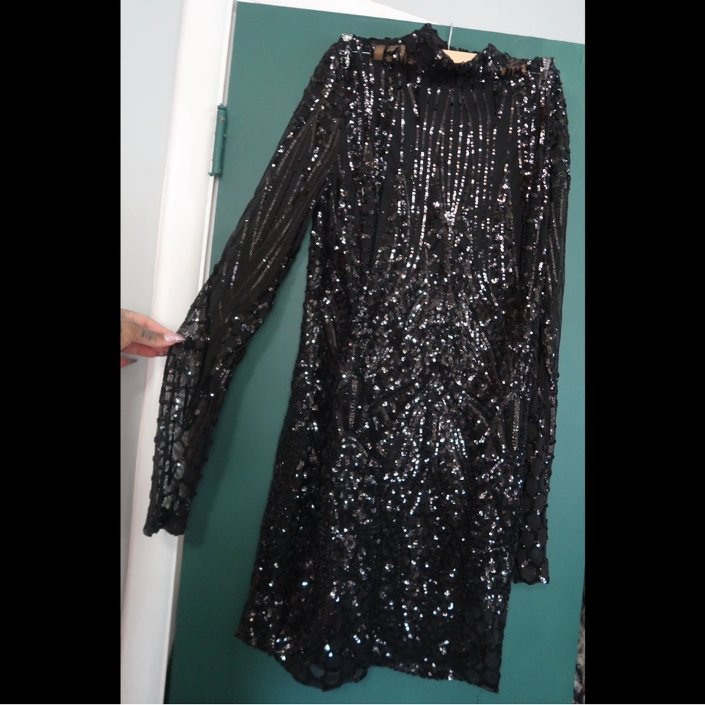 Mesh sequin mini dress